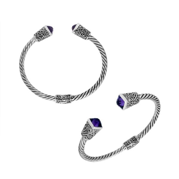 AB-1063-AM Sterling Silver Bangle With Amethyst Q. Jewelry Bali Designs Inc 