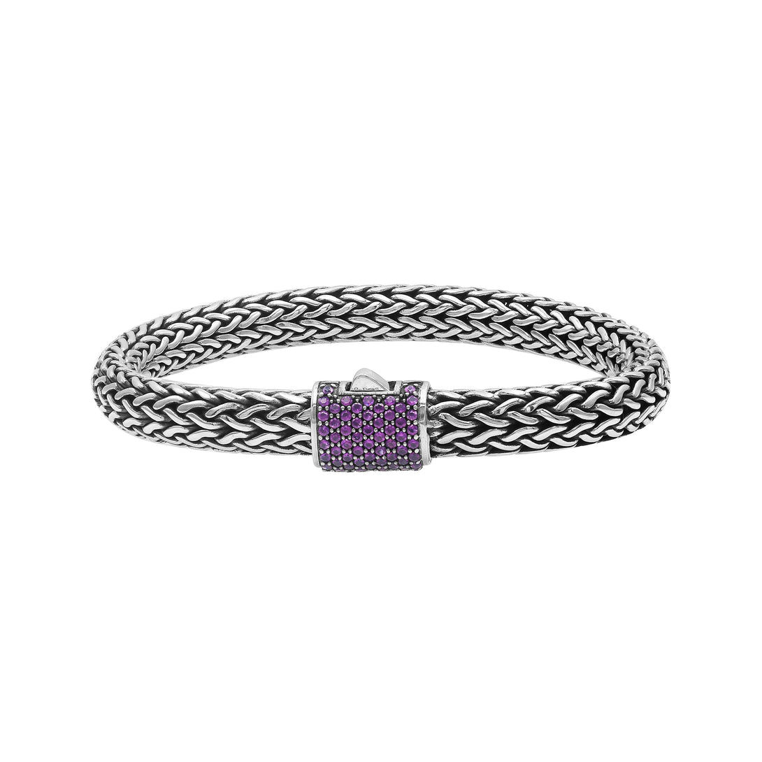 AB-1121-AM-7" Sterling Silver Bracelet With Amethyst Q. Jewelry Bali Designs Inc 