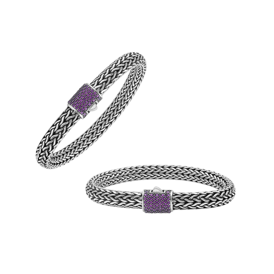 AB-1121-AM-7" Sterling Silver Bracelet With Amethyst Q. Jewelry Bali Designs Inc 