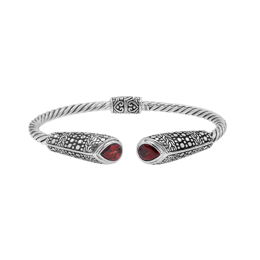 AB-1168-GA Sterling Silver Bangle With Garnet Q. Jewelry Bali Designs Inc 