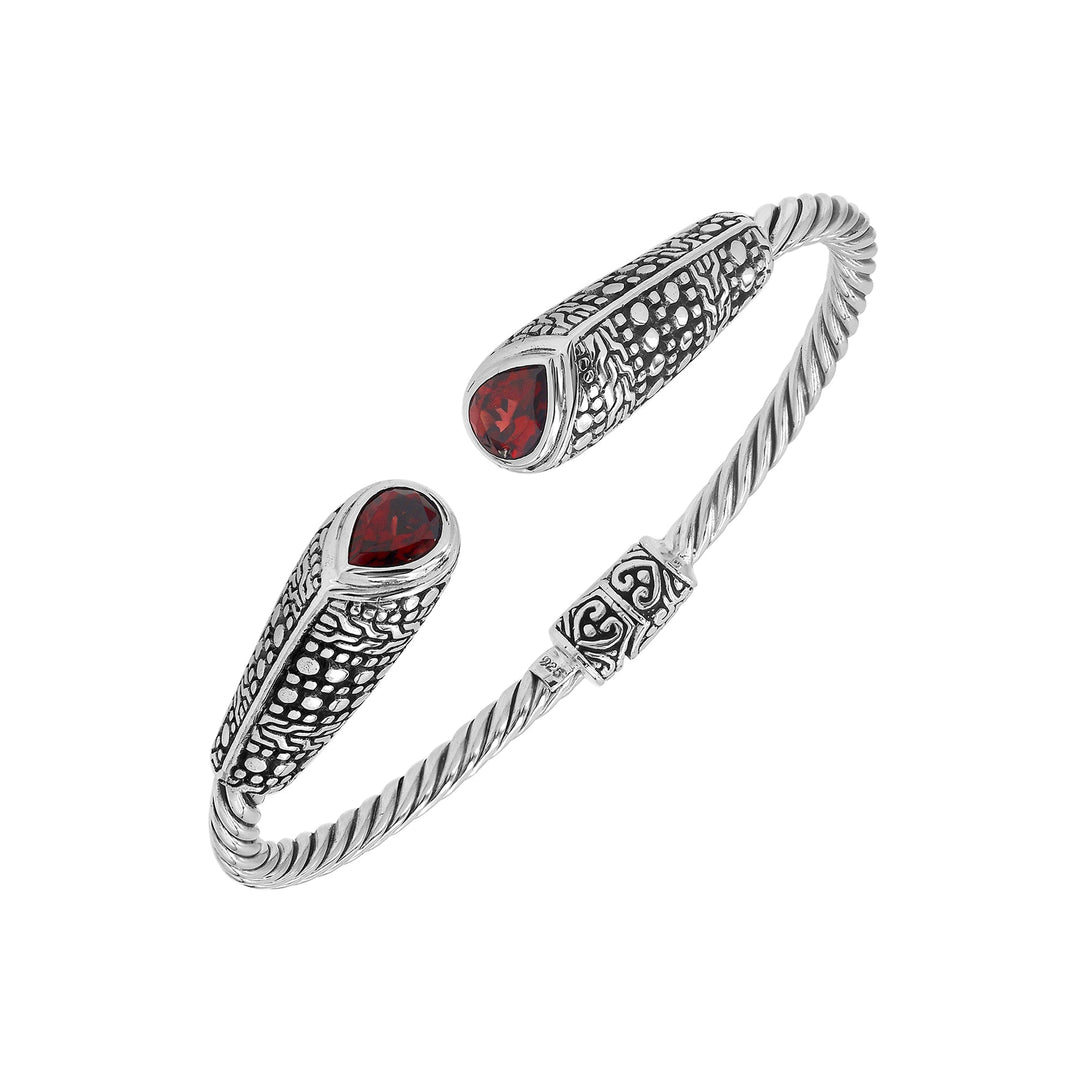 AB-1168-GA Sterling Silver Bangle With Garnet Q. Jewelry Bali Designs Inc 