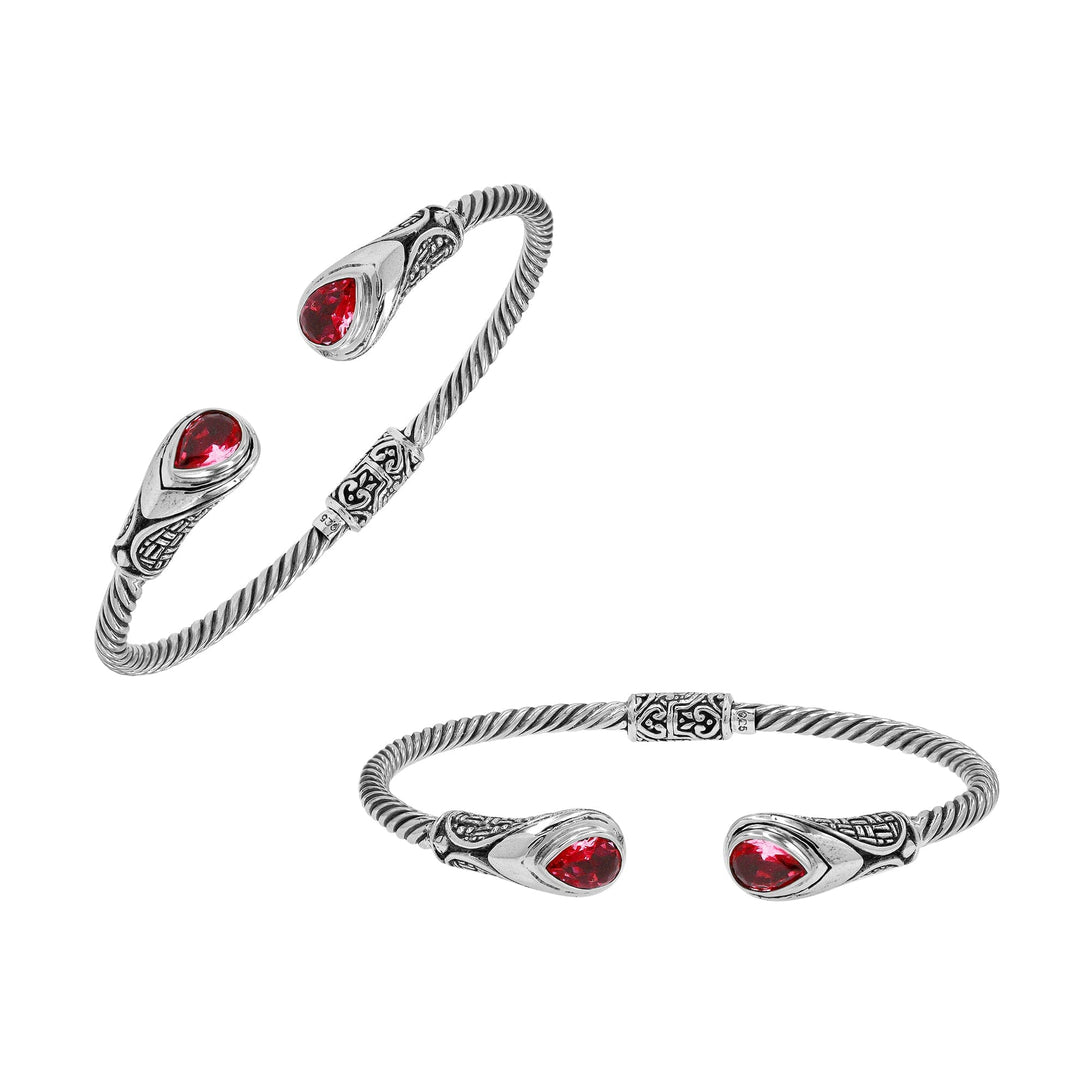 AB-1200-GA Sterling Silver Bangle With Garnet Q. Jewelry Bali Designs Inc 