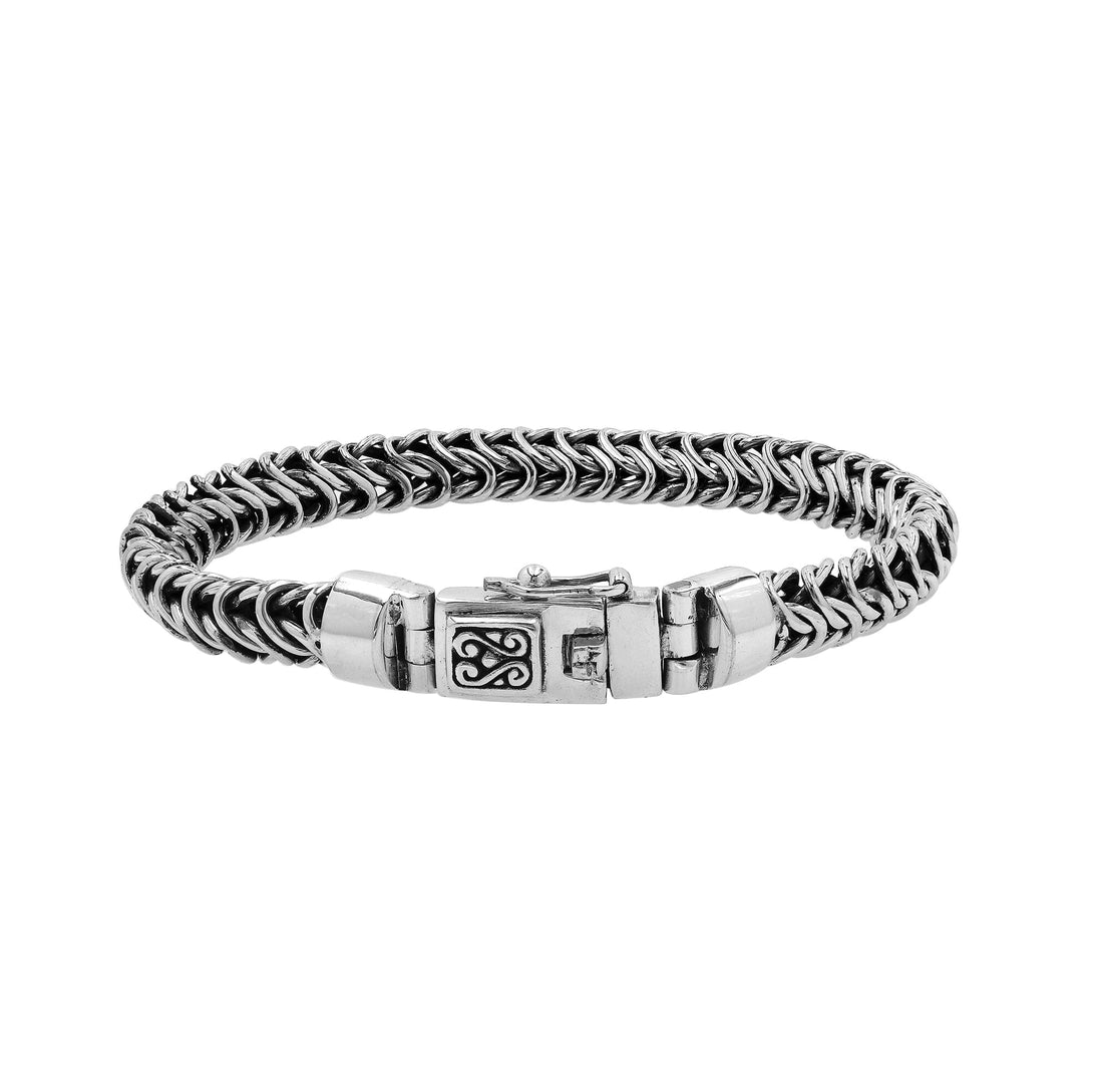 AB-1217-S-7'' Sterling Silver Bracelet With Plain Silver Jewelry Bali Designs Inc 