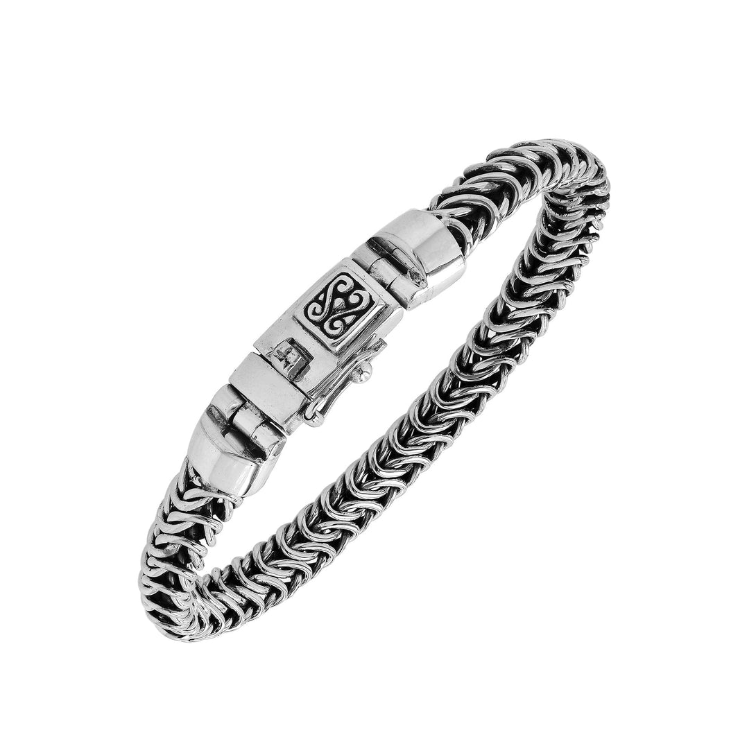 AB-1217-S-7'' Sterling Silver Bracelet With Plain Silver Jewelry Bali Designs Inc 