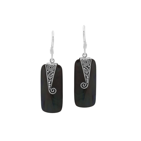 AE-1149-SHB Sterling Silver Earring With Black Shell Jewelry Bali Designs Inc 