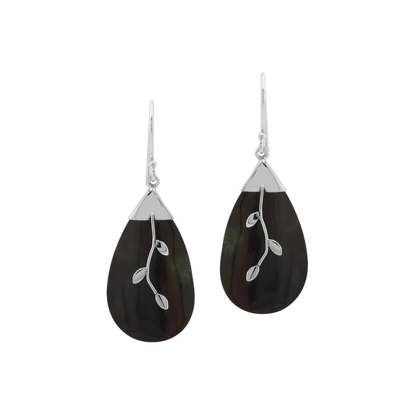 AE-1152-SHB Sterling Silver Earring With Black Shell Jewelry Bali Designs Inc 