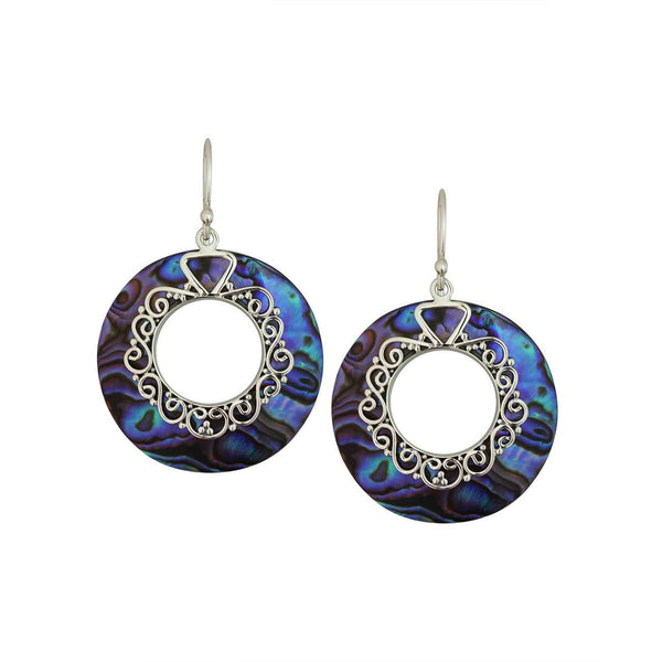 AE-1169-AB Sterling Silver Earring With Abalone Shell Jewelry Bali Designs Inc 