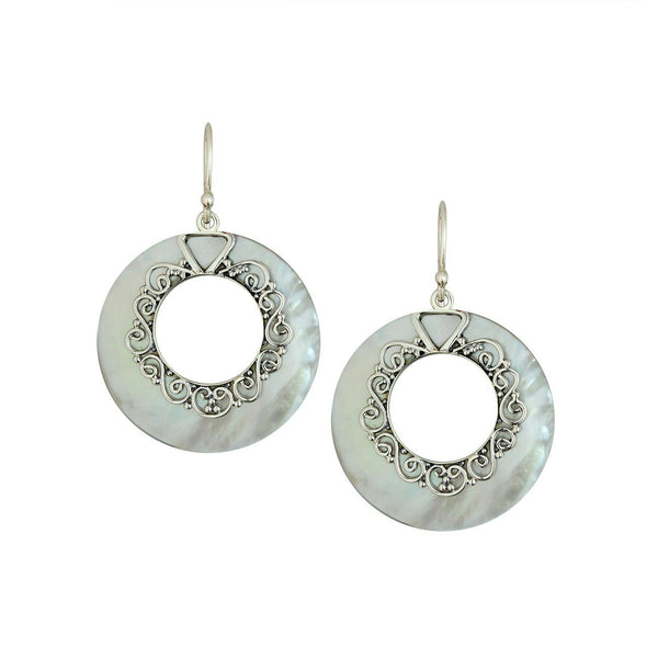 AE-1169-MOP Sterling Silver Earring With Mother Of Pearl Jewelry Bali Designs Inc 