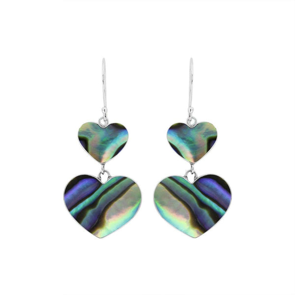 AE-1170-AB Sterling Silver Heart Shape Earring With Abalone Shell Jewelry Bali Designs Inc 