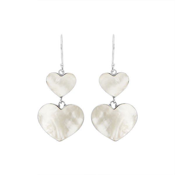 AE-1170-MOP Sterling Silver Heart Shape Earring With Mother Of Pearl Jewelry Bali Designs Inc 