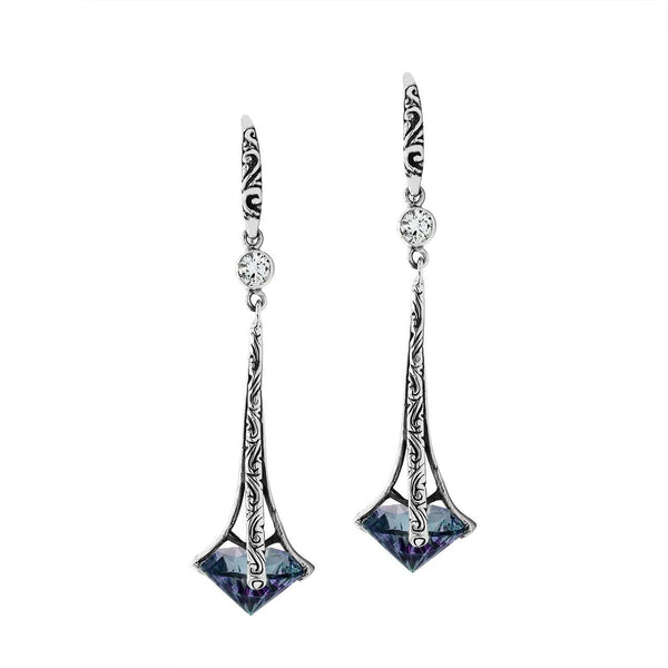 AE-1175-MT Sterling Silver Elegant Dangle Earrings With Mystic Quartz Jewelry Bali Designs Inc 