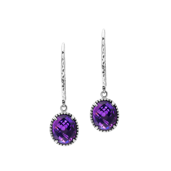 AE-1189-AM Sterling Silver Earring With Amethyst Q. Jewelry Bali Designs Inc 