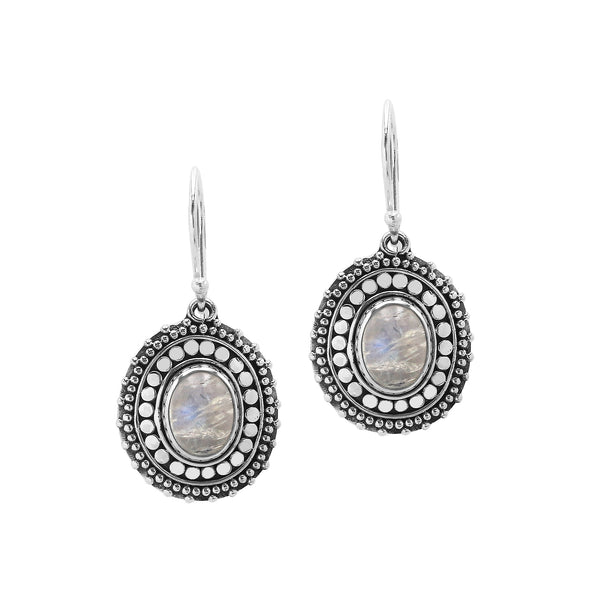 AE-1196-RM Sterling Silver Earring With Rainbow Moonstone Jewelry Bali Designs Inc 