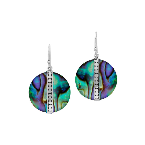 AE-1199-AB Sterling Silver Earring With Round Abalone Shell Jewelry Bali Designs Inc 