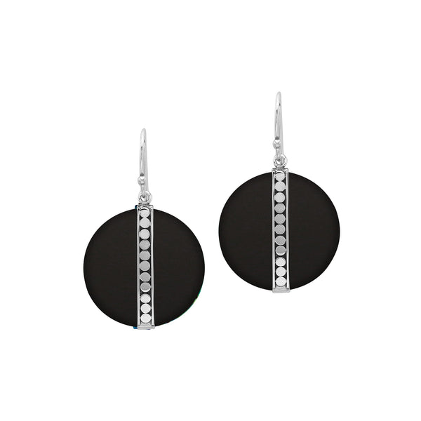 AE-1199-SHB Sterling Silver Earring With Round Black Shell Jewelry Bali Designs Inc 