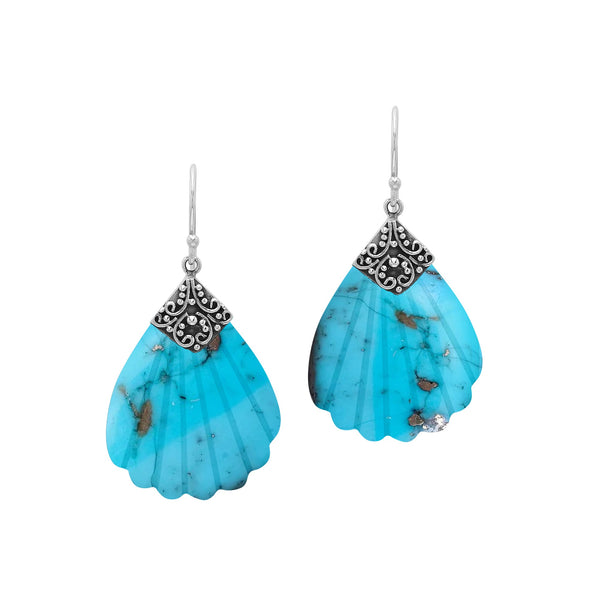 AE-1200-TQ Sterling Silver Earring With Turquoise Jewelry Bali Designs Inc 