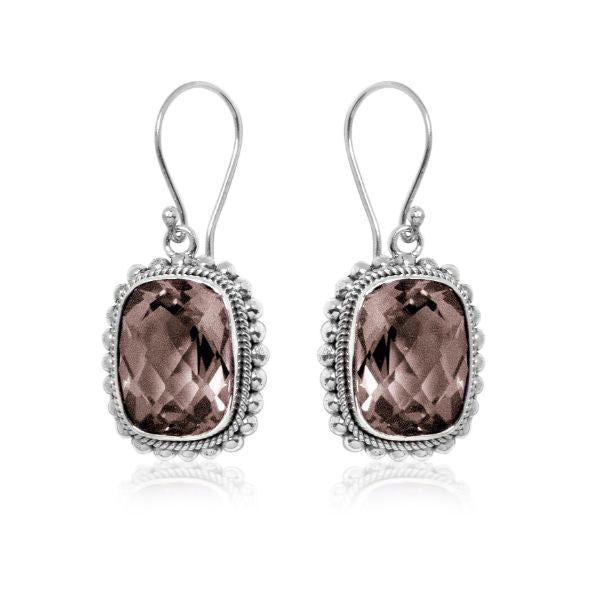 AE-6062-ST Sterling Silver Earring With Smokey Quartz Jewelry Bali Designs Inc 