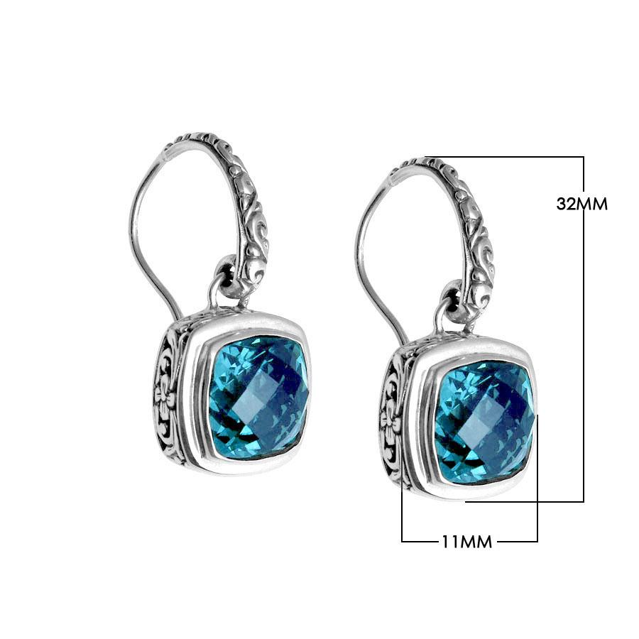 AE-6086-BT Sterling Silver Earring With Blue Topaz Q. – Bali Designs Inc