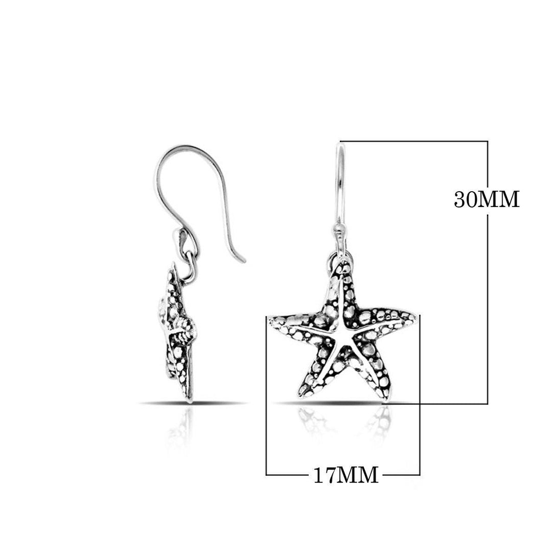 AE-6128-S Sterling Silver Star Fish Shap Earring With Plain Silver Jewelry Bali Designs Inc 