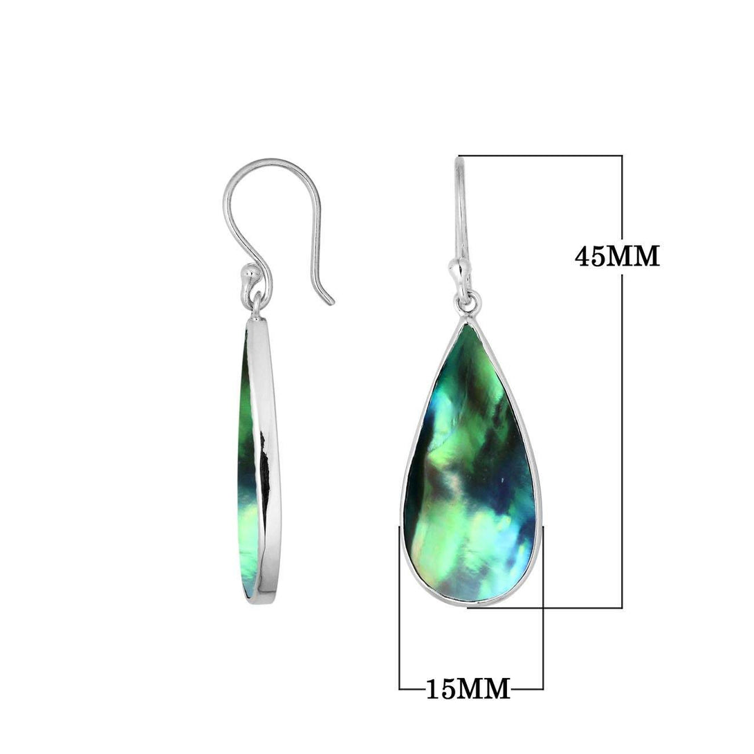 AE-6188-AB Sterling Silver Pear Shape Earring With Abalone Shell Jewelry Bali Designs Inc 