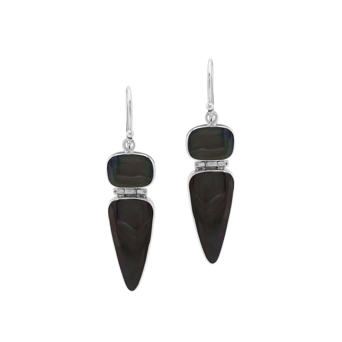 AE-6244-SHB Sterling Silver Earring With Black Shell Jewelry Bali Designs Inc 