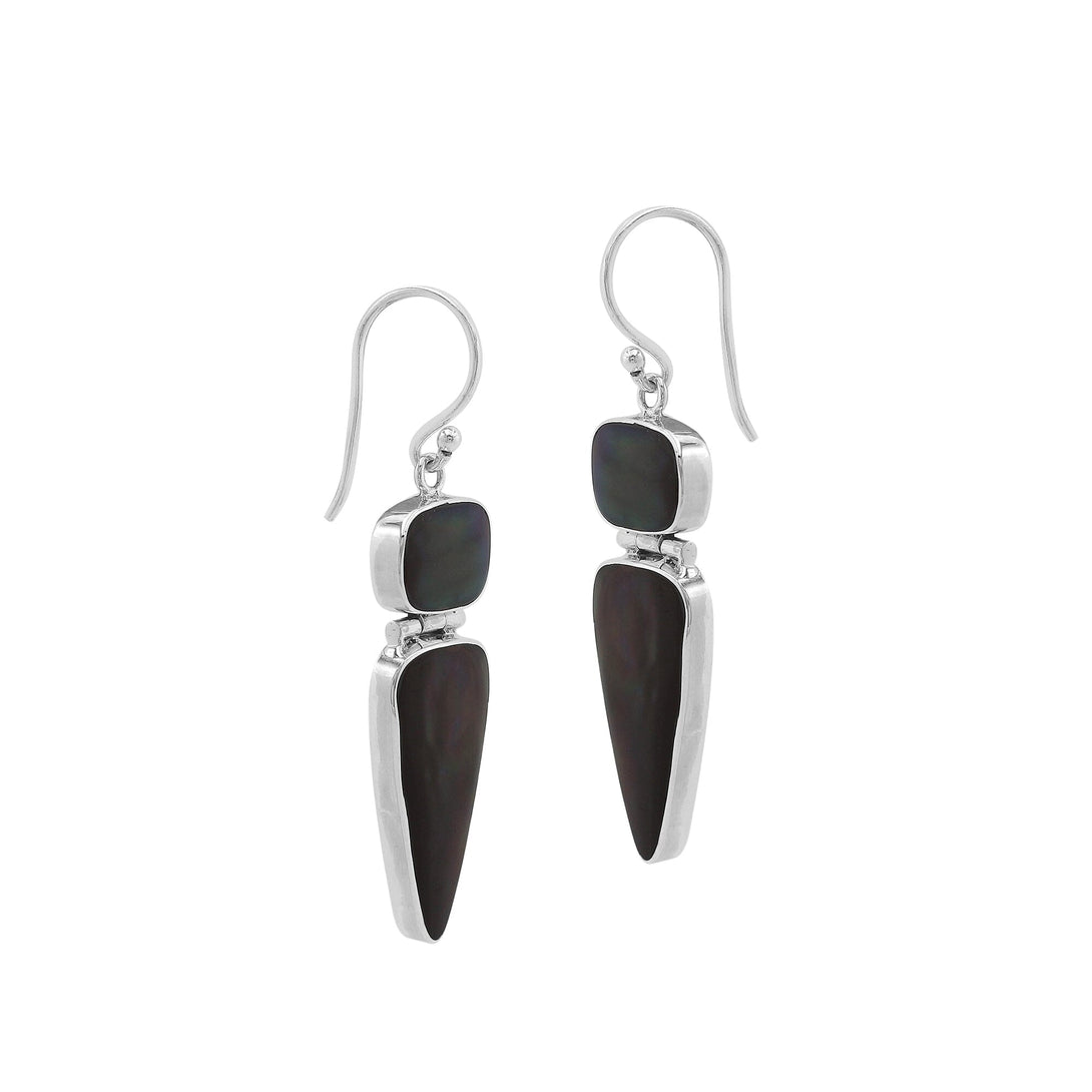 AE-6244-SHB Sterling Silver Earring With Black Shell Jewelry Bali Designs Inc 