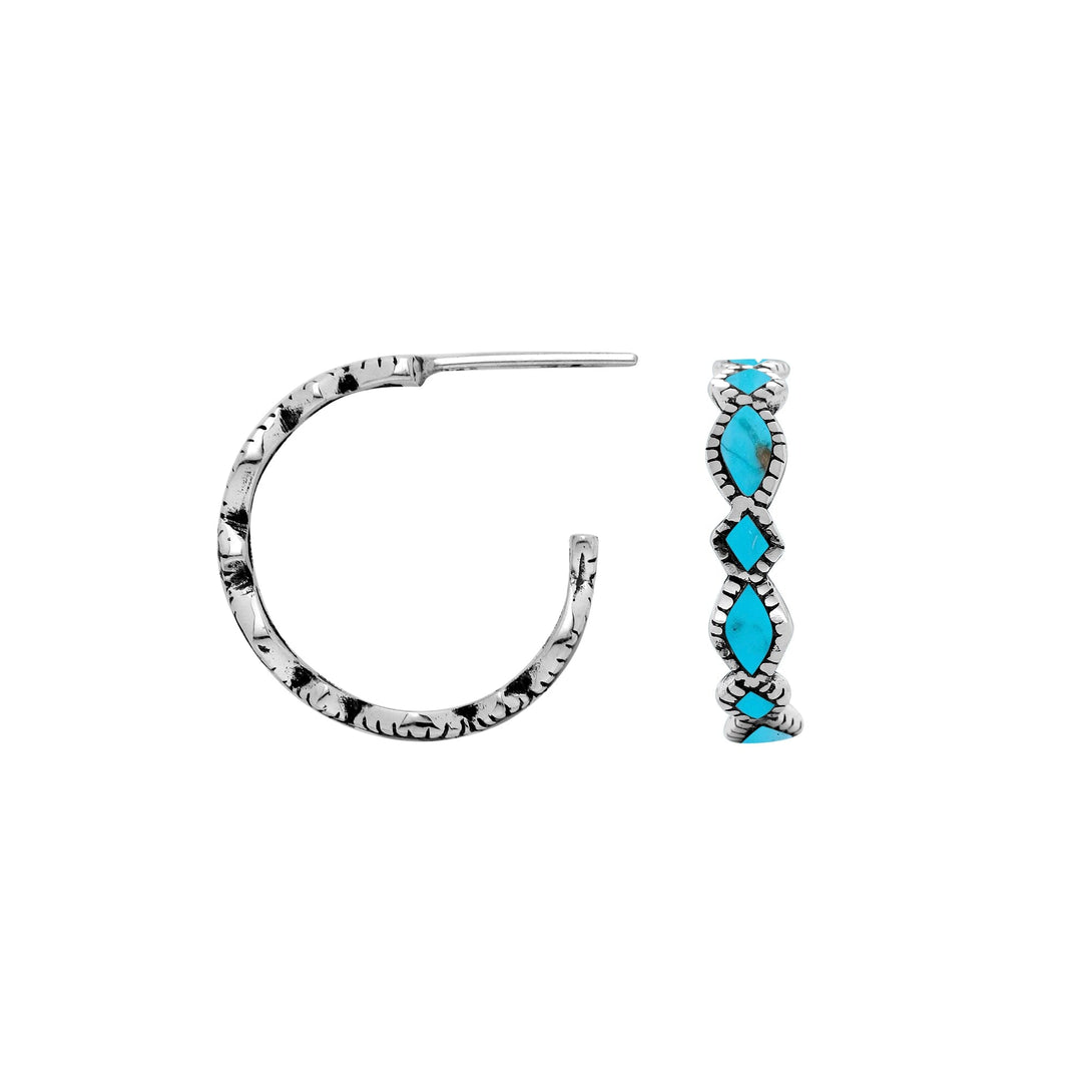 AE-6287-TQ Sterling Silver Earring With Turquoise Shell Jewelry Bali Designs Inc 