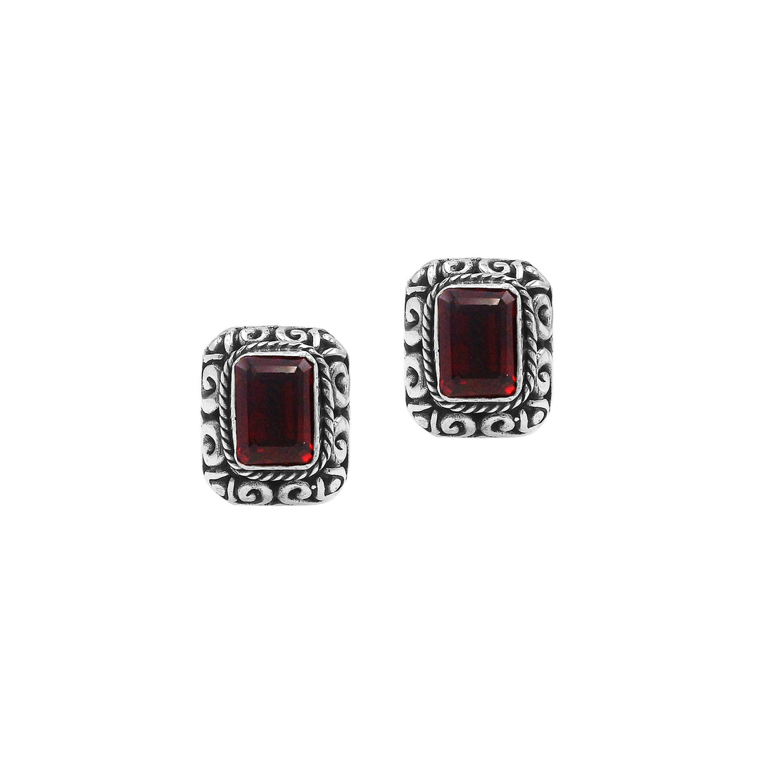 AE-6315-GA Sterling Silver Earring With Garnet Q. Jewelry Bali Designs Inc 