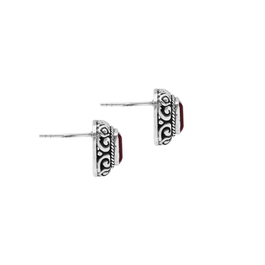 AE-6315-GA Sterling Silver Earring With Garnet Q. Jewelry Bali Designs Inc 