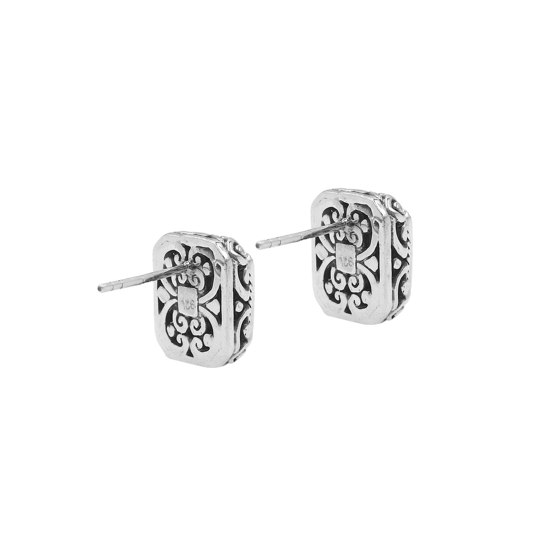 AE-6315-GA Sterling Silver Earring With Garnet Q. Jewelry Bali Designs Inc 