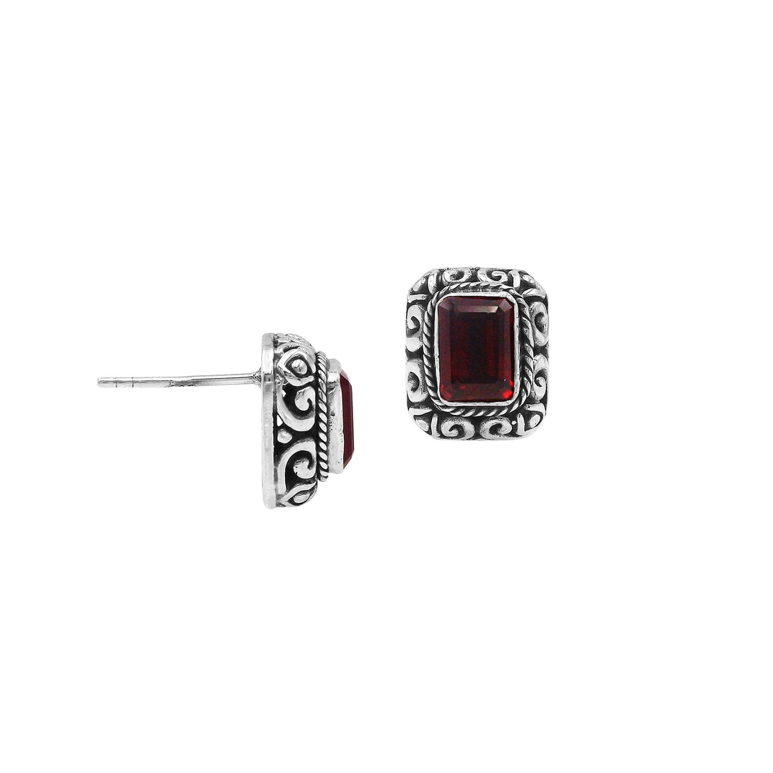 AE-6315-GA Sterling Silver Earring With Garnet Q. Jewelry Bali Designs Inc 