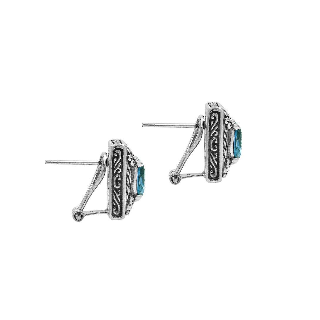 AE-6324-LBT Sterling Silver Earring With London Blue Topaz Q. Jewelry Bali Designs Inc 