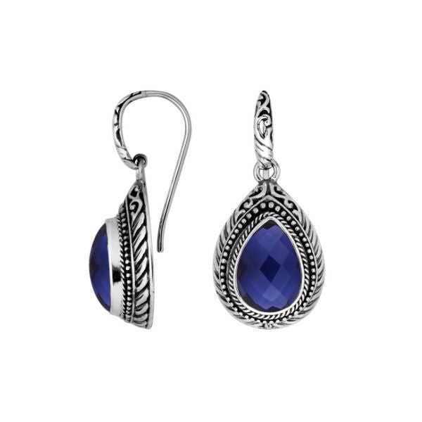 AE-8028-SP Sterling Silver Earring With Sapphire Jewelry Bali Designs Inc 