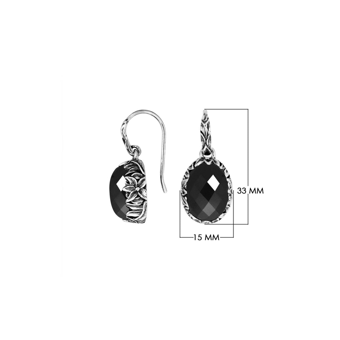 AE-8030-OX Sterling Silver Oval Shape Earring With Black Onyx Jewelry Bali Designs Inc 