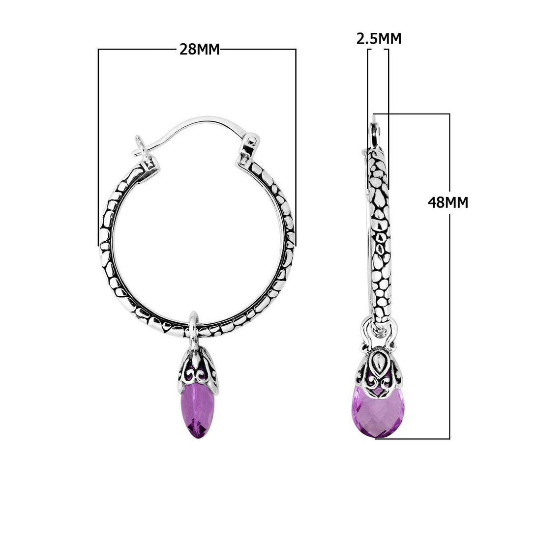 AE-9003-AM Sterling Silver Earring With Amethyst Q. Jewelry Bali Designs Inc 