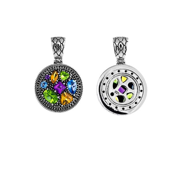 AP-6031-CO1 Sterling Silver Pendant With Peridot, Citrine, Blue Topaz, Amethyst Jewelry Bali Designs Inc 