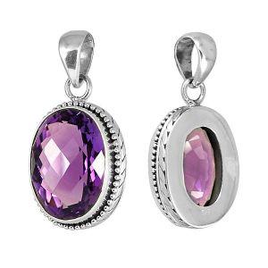 AP-6071-AM Sterling Silver Pendant With Amethyst Q. Jewelry Bali Designs Inc 