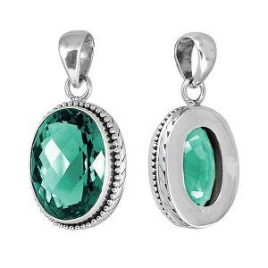 AP-6071-GQ Sterling Silver Pendant With Green Quartz Jewelry Bali Designs Inc 