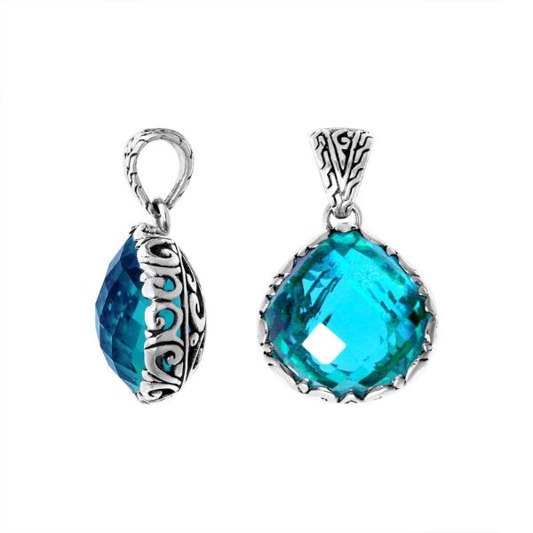 AP-6148-BT Sterling Silver Pendant With Blue Topaz Q. Jewelry Bali Designs Inc 