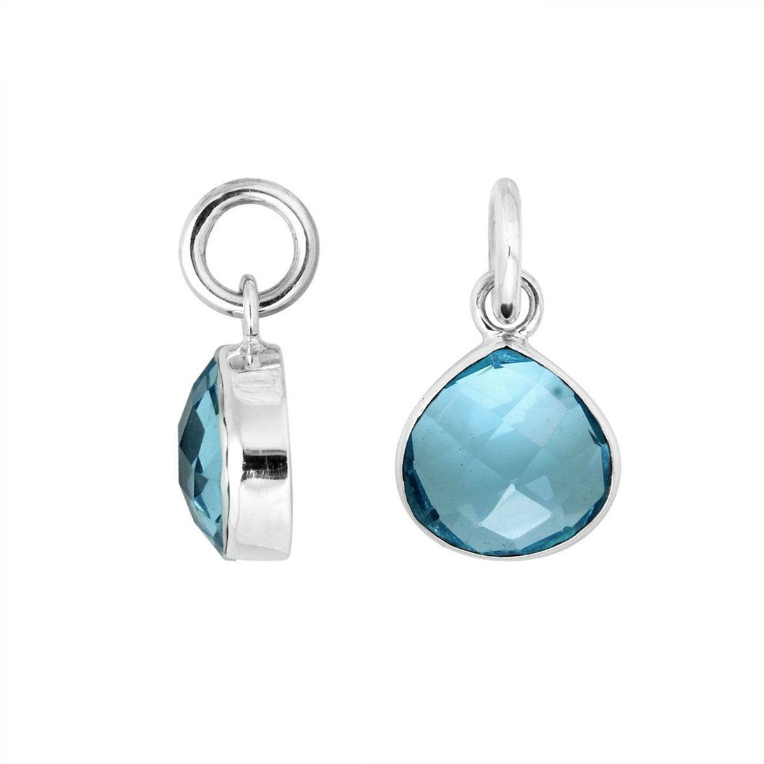 AP-6159-BT Sterling Silver Pear Shape Pendant With Blue Topaz Q. Jewelry Bali Designs Inc 