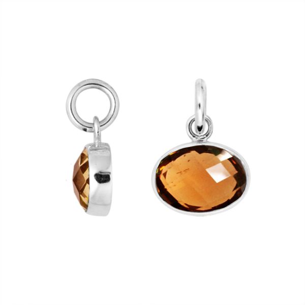 AP-6160-CT Sterling Silver Oval Shape Pendant With Citrine Q. Jewelry Bali Designs Inc 