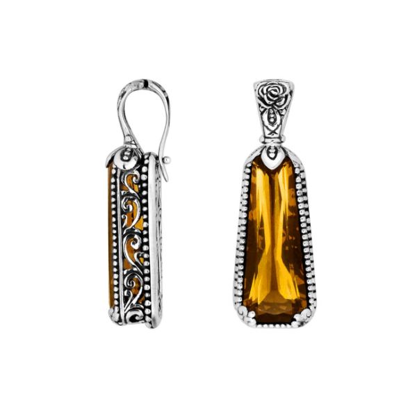 AP-6169-CT Sterling Silver Pendant With Citrine Q. & Enhancer Pendant Bail Jewelry Bali Designs Inc 