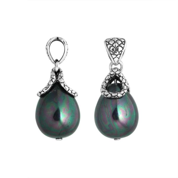 AP-6262-PEG Sterling Silver Pear Shape Pendant With Gray Pearl Jewelry Bali Designs Inc 