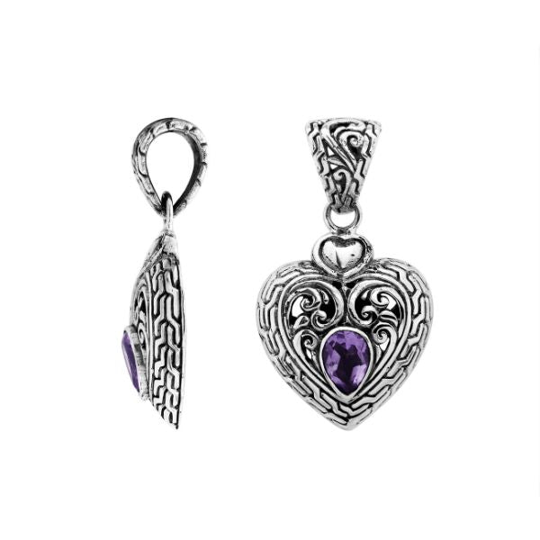 AP-6279-AM Sterling Silver Pendant With Amethyst Jewelry Bali Designs Inc 