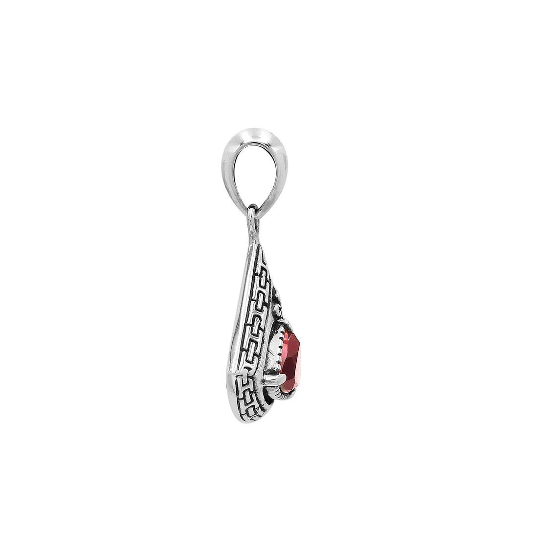 AP-6327-GA Sterling Silver Oval Shape Pendant With Garnet Quartz Jewelry Bali Designs Inc 