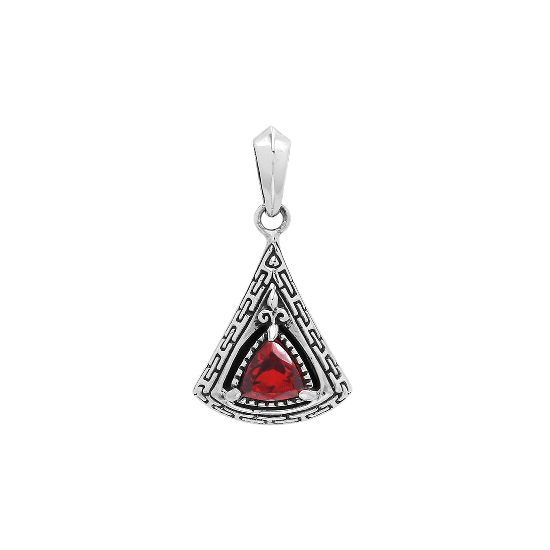 AP-6327-GA Sterling Silver Oval Shape Pendant With Garnet Quartz Jewelry Bali Designs Inc 