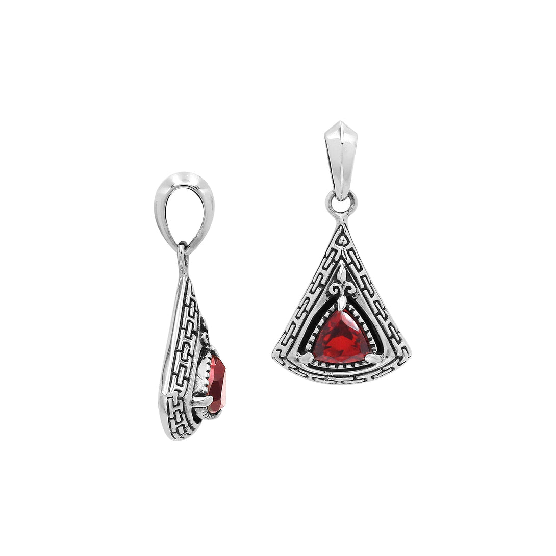 AP-6327-GA Sterling Silver Oval Shape Pendant With Garnet Quartz Jewelry Bali Designs Inc 