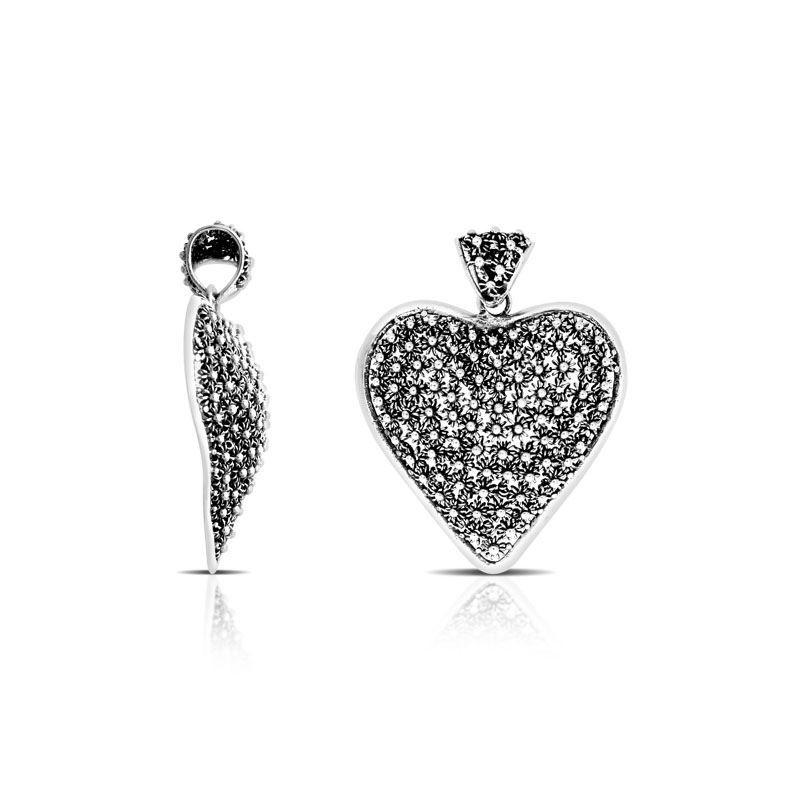 AP-7014-S Sterling Silver Heart Shape Pendant With Plain Silver Jewelry Bali Designs Inc 