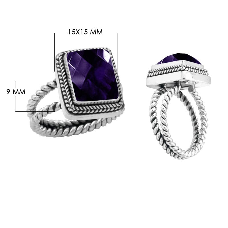 AR-1040-AM-5 Sterling Silver Ring With Amethyst Q. Jewelry Bali Designs Inc 