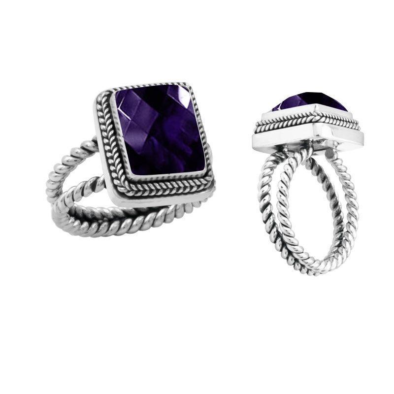 AR-1040-AM-5" Sterling Silver Ring With Amethyst Q. Jewelry Bali Designs Inc 